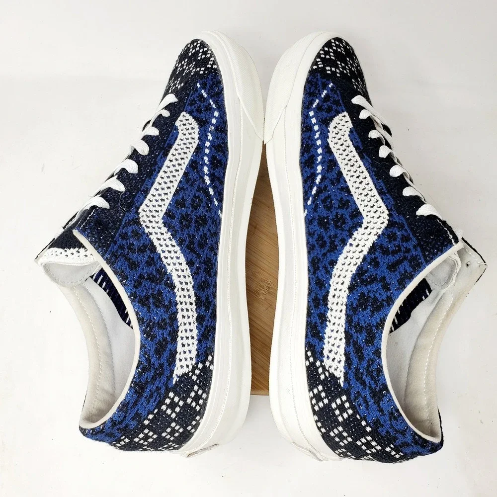 Vans Premium Old Skool Knit 36 Shoes Mens 13 Blue Lace Up Skate Sneaker